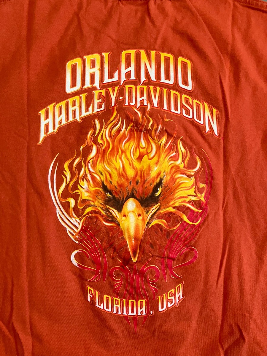 Harley Davidson - Burning Eagle Graphic - Orlando, FL - Pocket T 
