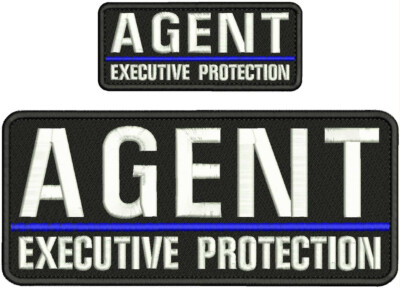AGENT EXECUTIVE PROTECTION EMB PATCH 4X10 AND 2X5 VELCR@ ON BACK WHITE ON BLACK