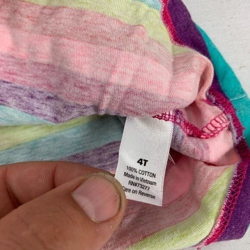 Jumping Beans Girls Rainbow Striped Long Sleeve Shirt 4T Bow Accent - Picture 4 of 7