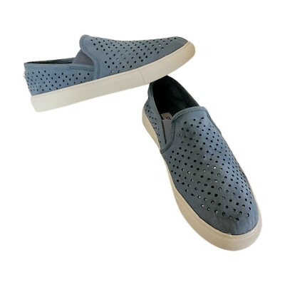 Steve Madden Woman's Slip-on Comfort Deck Shoes Blue Suede-Like Size M 