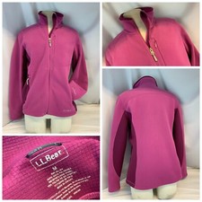 L.L. Bean Fleece Jacket M Women Pink Poly Full Zip Side Panels Mint YGI L0-502