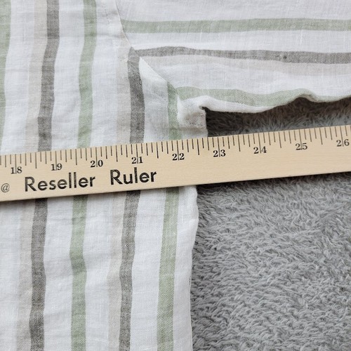 Miller Westby Shirt Mens Large Green Striped Linen Alder Dress Shirt Western - Picture 4 of 12