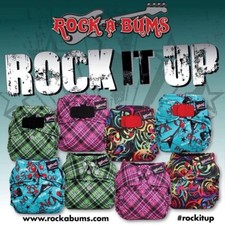 New 5 Pcs 5-in-1 Cloth diapers onesize Rockabums w/ Bamboo charcoal inserts