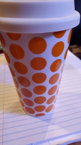 Lenox Double-Walled Polka Dots Orange Travel Mug with Silcone Lid - Picture 3 of 8
