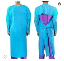 PPE Plastic Disposable Gowns 50 Pcs BLUE SIZE XL Protect X - LTF-0218-40-40 NIP