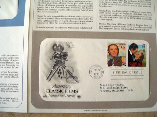 Postal Society First Day 2 FDC's Stamp # 2445-2448 25 cent Classic Films 1990 - Picture 3 of 3