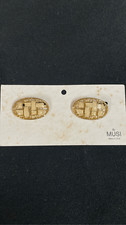 MUSI Goldtone Metal Vintage Cream Color Enamel Shoe Clips New Old Stock