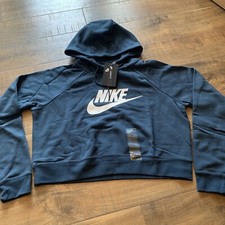 Nike Crop Top Fleece Pullover Hoodie Sweatshirt CJ6327-051 Womens Size Large NEW