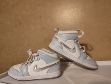 Jordan 1 Mid Blue Tint Glitter Unisex Kids Shoe Size 1y Boy Girl