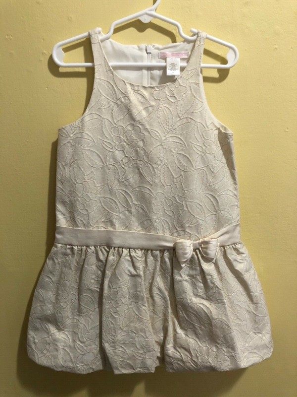 Janie and Jack Gold Metallic Brocade Bubble Dress Size 4T EUC