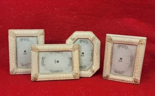 4 Vtg Alco Cream Gold Crackle 2x3 Photo Frames Miniature Victorian Cottagecore
