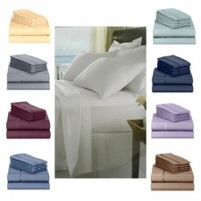 Luxury Bamboo 6pc Sheet Set 2200 Count Soft, Silky, 18" Deep Pocket - 30 Colors