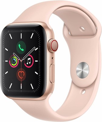 Apple Watch Series 5 GPS+LTE w/ 44MM Gold Aluminum Case & Pink Sand Sport  Band