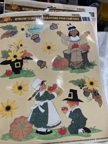 VINTAGE Window Clings Thanksgiving/Fall Pumpkin Decorations Lot Of 7  Brand New - Picture 24 of 24