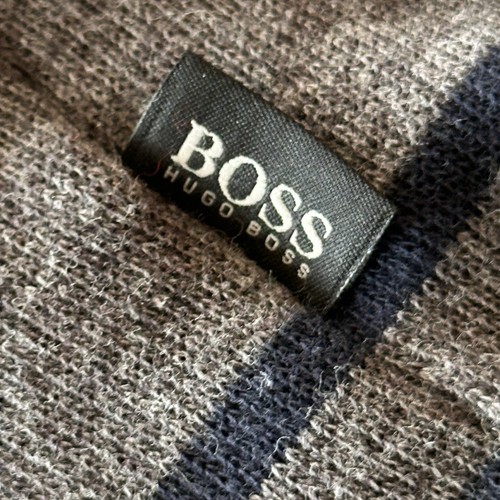 Pullover Boss Hugo Boss 1/4 Cremallera Para Hombre Talla XXL Calce Regular Gris Azul Borde Algodón - Imagen 8 de 11