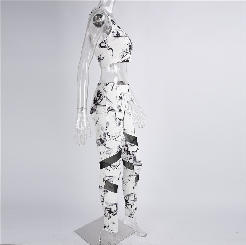 White Marble Yoga Gym Set W/ Zip Up Sports Bra and Fitted Leggings | eBay