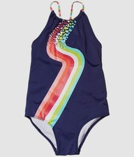 New 153 Hatley Toddler's Girl's Purple Rainbow Print One-Piece Swimsuit Size 2