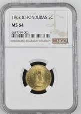 British Honduras 5 Cents 1962 NGC MS 64