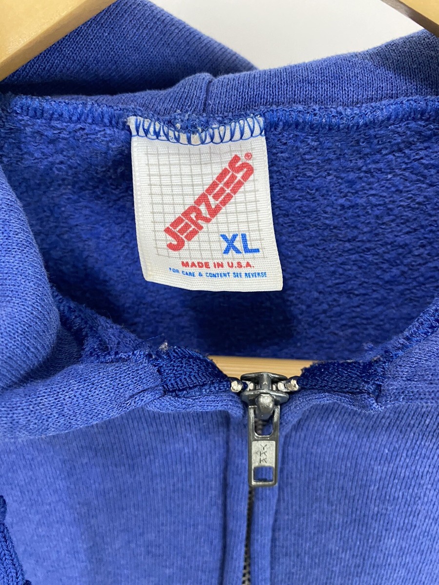 VTG Jerzees 80s Blank Full Zip Faded Hoodie Sweatshirt Size XL USA