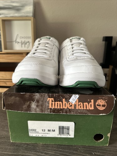 Sneakers Timberland Harbor Racer bianche pelle verde logo stringate 12/46 nuove + scatola - Foto 4 di 18
