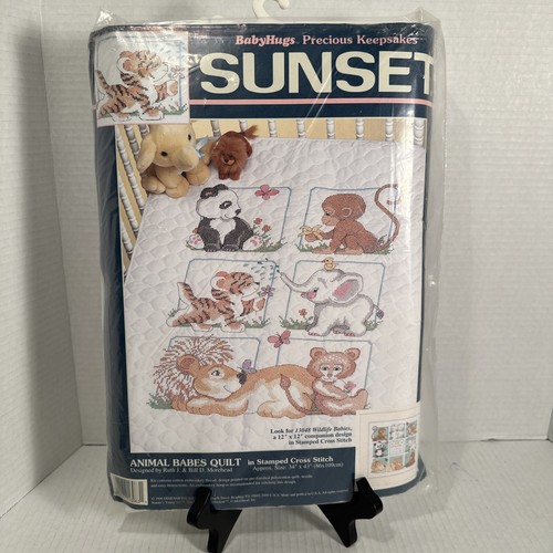 Animal Babies Quilt Stamped Cross Stitch Kit 34"X43" New Dimensions