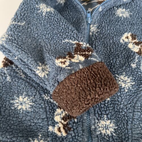 Giacca pile LL Bean 3T bambino bambini sciatori orsi con cappuccio zip intera vintage USA - Foto 6 di 12
