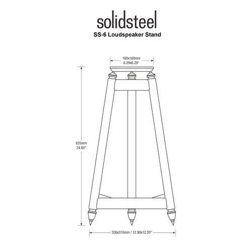 Solidsteel SS-6 Speaker Stands Pair Black Steel - Stand-mount 62cm 24" inch - Picture 10 of 10