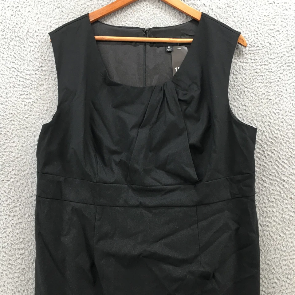 Vestido Mossimo para mujer 18 negro sin mangas cremallera trasera plisado midi vestido recto NUEVO Foto 2 de 4