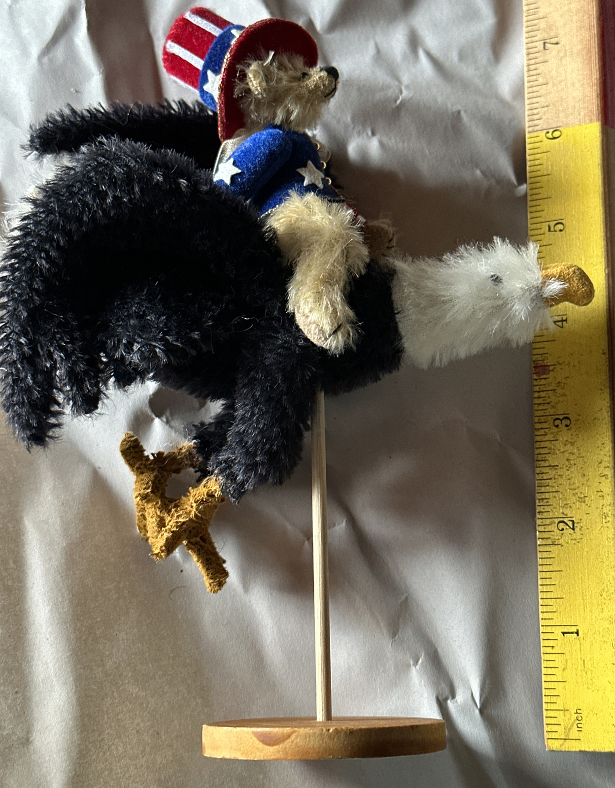 DEB CANHAM ARTIST DESIGNS DCAD SPIRIT OF AMERICA PATRIOTIC BEAR ON BALD EAGLE