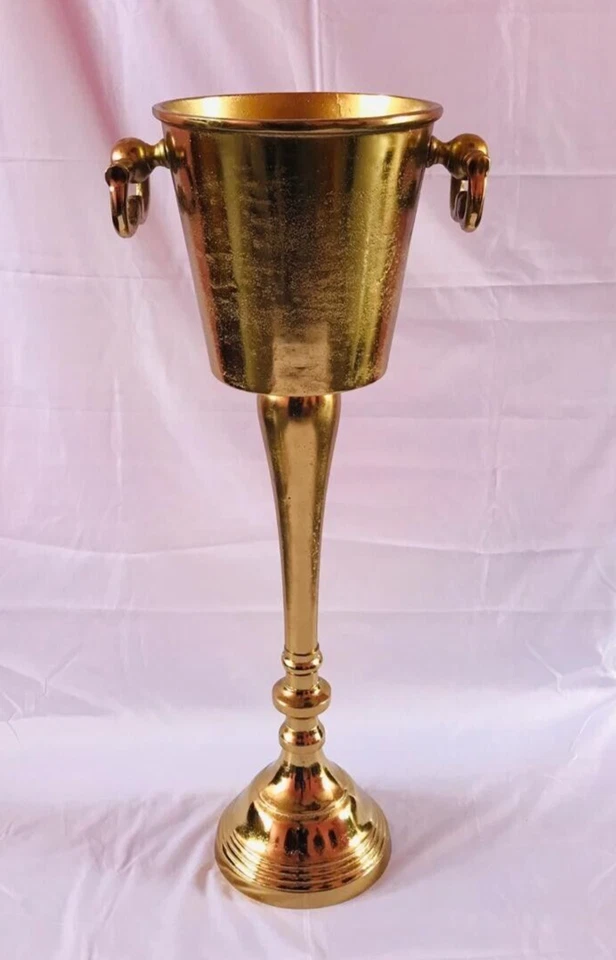 Cubo de champán de pie dorado rústico aspecto envejecido enfriador de vino regalo de hielo Foto 2 de 4