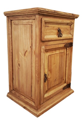 Traditional Rustic Nightstand with 1 Door and 1 Drawer Right Side