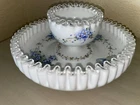 FENTON ART GLASS  Hand Painted And Signed Both Pieces 1972 Chip And Dip Set