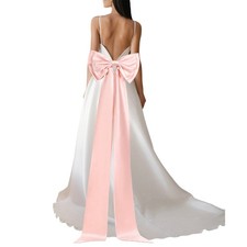 Satin Big Bow for Wedding Dresses, Long Detachable Satin Bow 59" Dusty Pink