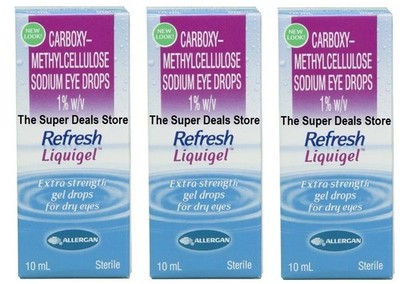 3 x REFRESH LIQUIGEL Gleitmittel Augengel insgesamt 30 ml USA UK AU je 10 ml