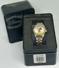 Vintage Disney Accutime MK2180B Mickey Mouse Watch Silver/Gold Stainless Steel