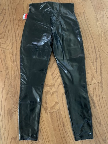SPANX Faux Patent Leather Shine High Rise Leggings Black Size L - NEW - Picture 2 of 5