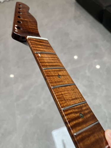 Collo chitarra elettrica AAA acciaio inox lucido 22 tasti fai da te fiamma arrosto acero - Foto 5 di 8