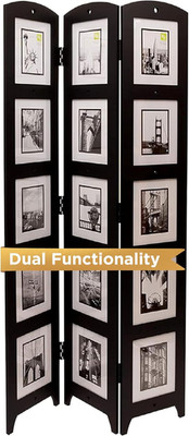 3-Panel Photo Collage Room Divider and Privacy Screen, Picture Frames Hold 15 Ph