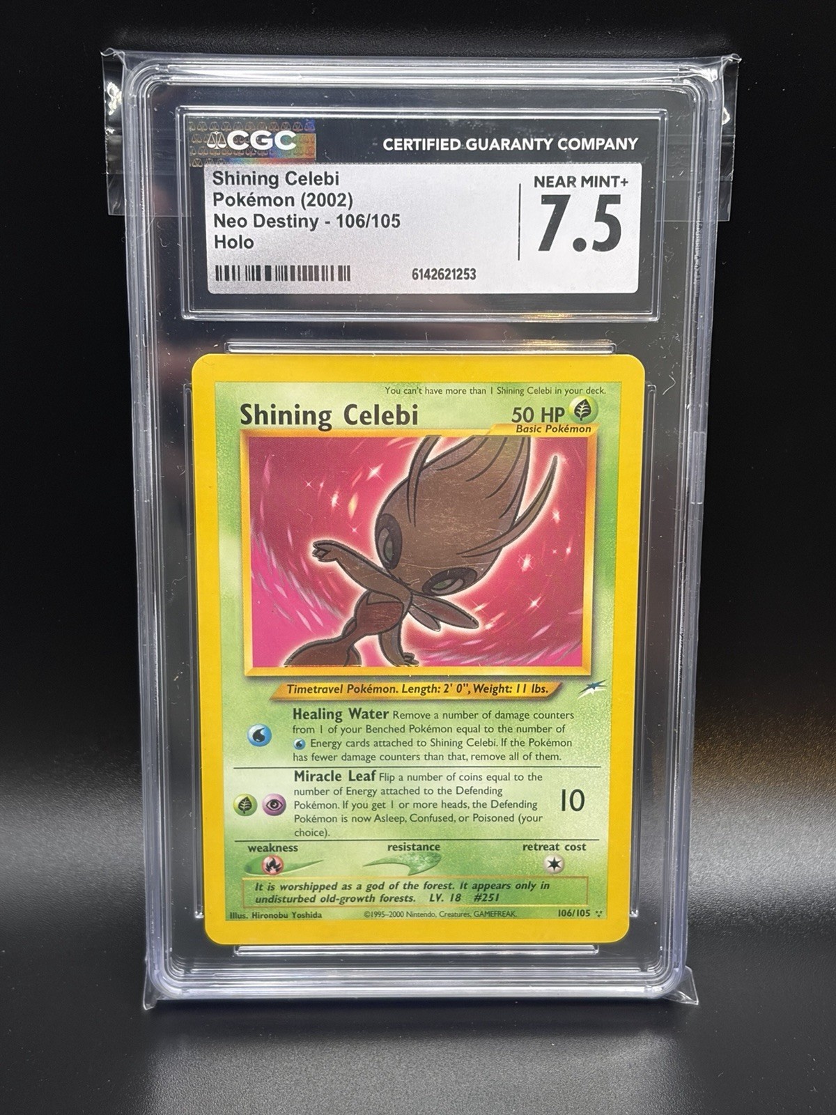 2002 SHINING CELEBI Pokemon Card #106 106/105 Neo Destiny Unlimited Holo CGC 7.5