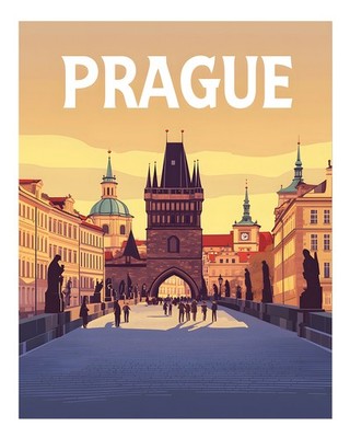 Prag Skyline Wandkunst Lebendige Stadtbild Dekoration Moderne Urbane S