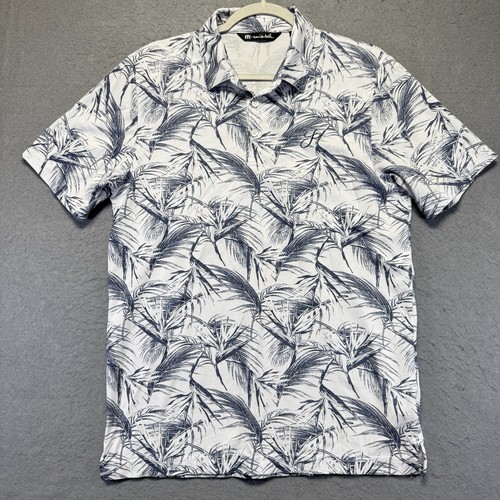 Camisa Polo Travis Matthew Adulto Mediana Blanca Negra Floral Golf Hawaiana Informal - Imagen 1 de 7
