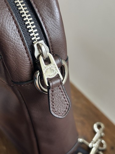 Coach Hudson Brown Leather Briefcase Laptop Messenger Commuter Crossbody Bag - Afbeelding 7 van 11