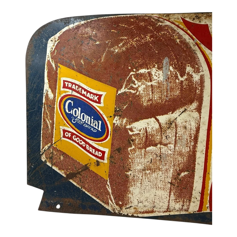 c1950s HOLSUM BREAD 2-Sided BAKERY Metal Rack Topper Sign 26” X 12.5” Os - Image 4 of 4