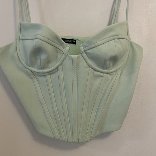 Top Zara Bustier Mediano Verde Menta Deshuesado Correa Espagueti Recortado Sexy Fiesta - Imagen 23 de 24