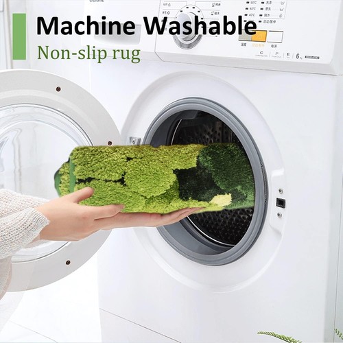 Cute Green Moss Shag Bathroom Rugs Leaf Bath Mats for Bathroom Decor Aestheti... - Picture 6 of 6