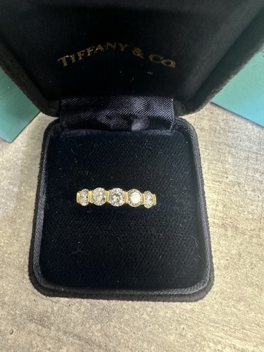 Authantic Tiffany & Co 18K Yellow Gold 5 Natural Diamond Band Size 6, 1.20 CTW - Picture 2 of 8
