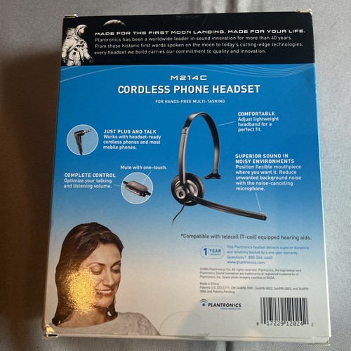 Plantronics M214C Cordless Phone Headset Over the Head Noise Cancelling 2.5mm - Picture 2 of 4