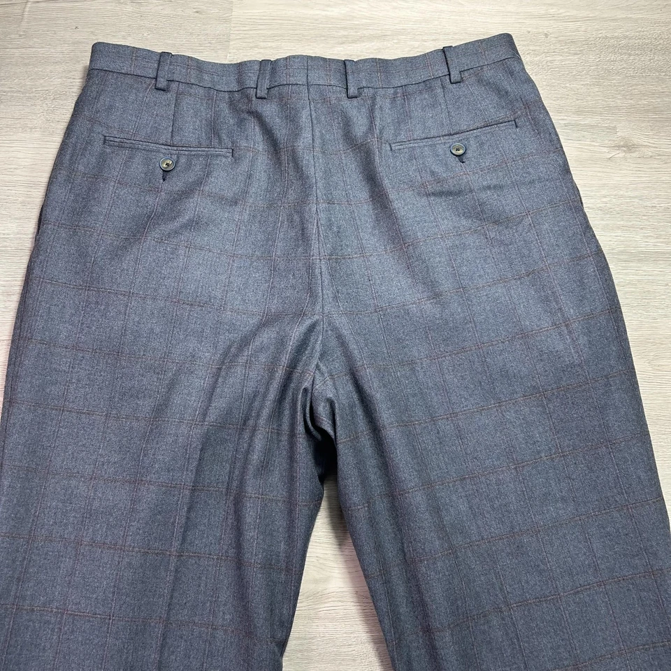 Pantalones de vestir plisados Hart Schaffner Marx para hombre 38x32 gris lana ventana pantalones Foto 4 de 4