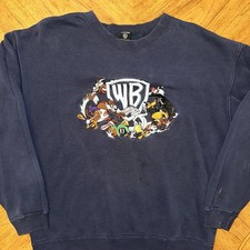 Vintage Looney Tunes Warner Bros Studio Store Crew Neck Sweatshirt Small Navy
