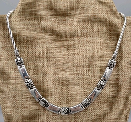 VTG Brighton Necklace TRIBECA Silver Plated Scroll Accent Bar Cleaned & Polished